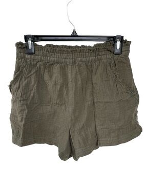 aerie Cotton Gauze Olive Green High-Waist Casual Shorts M